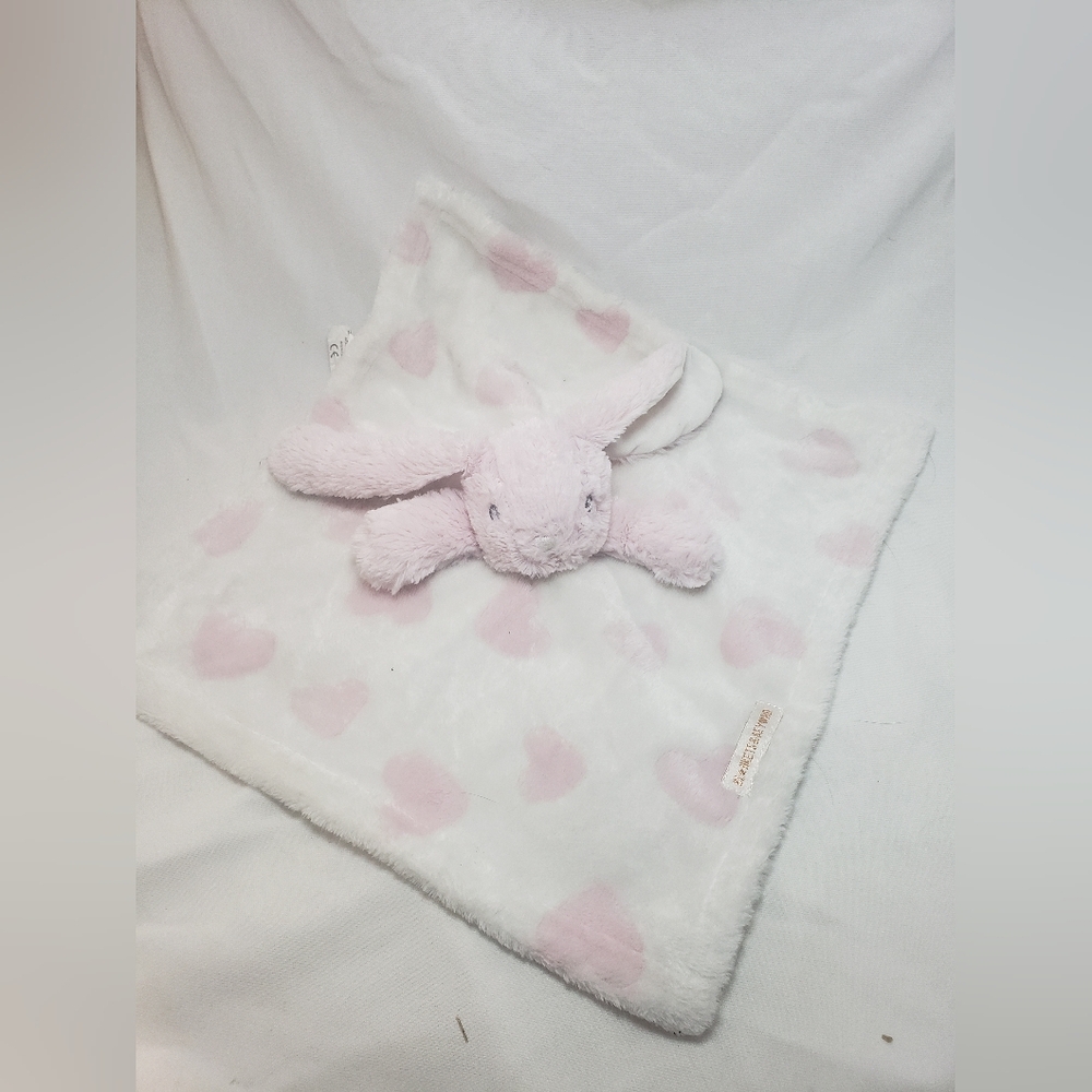 Blankets and Beyond Pink White Hearts Bunny Baby Blanket Securi